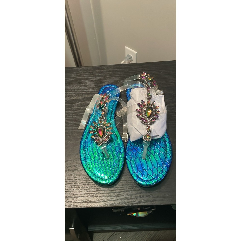 New Jubilee Green Hologram Marlo-9 Women 10 In Box Trendy Vintage‎ Clear Strap